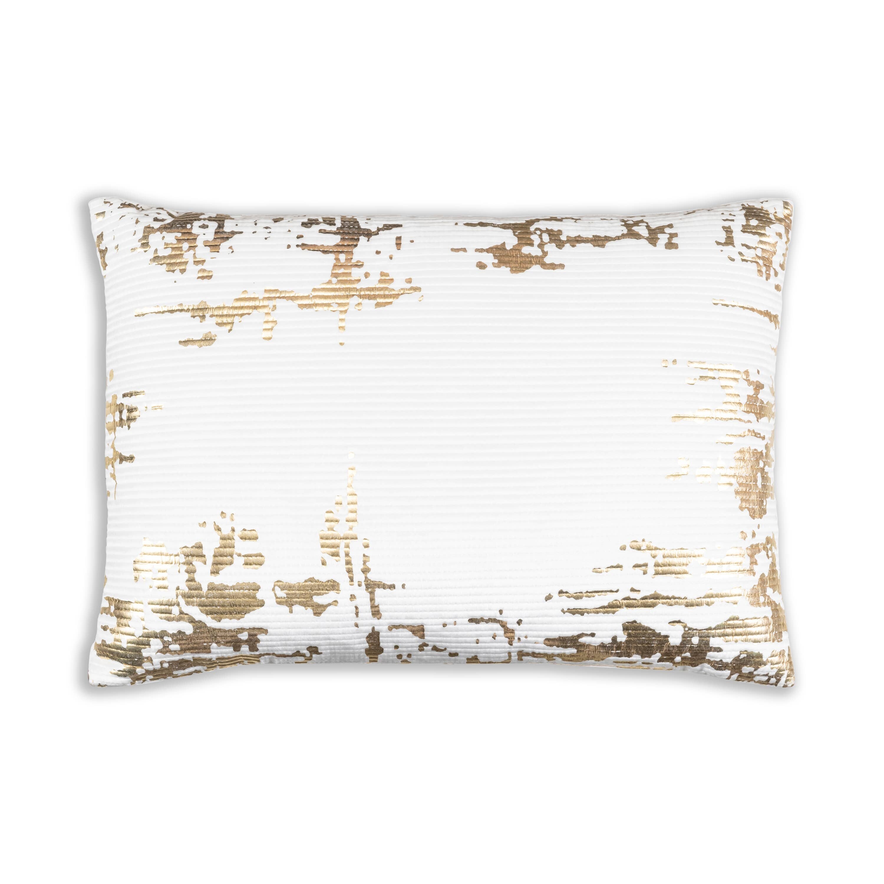 Inspire Me Home Decor Asra White and Gold Lumbar Pillow