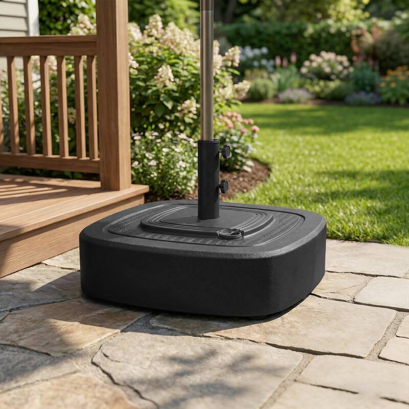 Outsunny Patio Umbrella Base with Wheels, Umbrella Stand with 110 lbs. Sand or 86 lbs. Water Filled