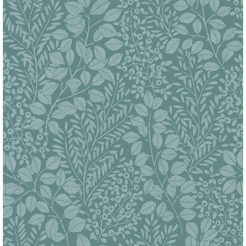 A-Street Prints Elin Sky Blue Berry Botanical Wallpaper