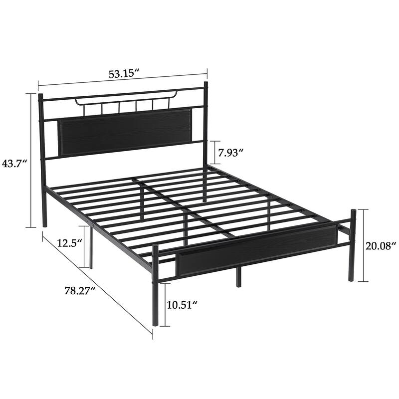 Javlergo Platform Bed Frame with Wooden Headboard Mattress Foundation/No Box Spring Needed