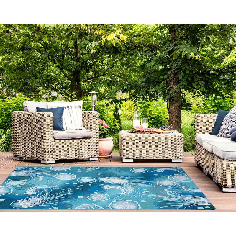 Liora Manne Marina Jelly Fish Indoor/Outdoor Rug - 6'6" x 9'4" - Bloom