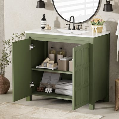 36 "Ceramic Sink Bathroom Vanity Set with Storage Cabinet Organizer‌.