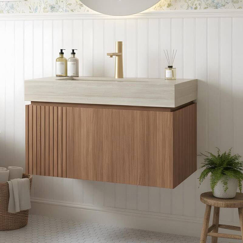 Mondern Floating Bathroom Vanity with 1 Pre-drilled Faucet Holes