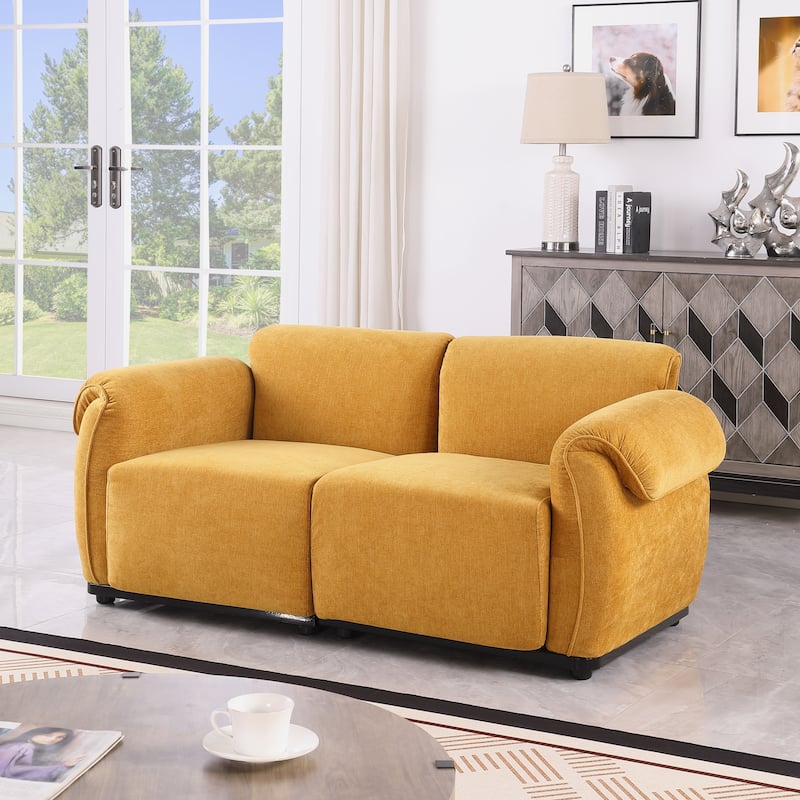 68.5" Chenille Modular Sofa - Fashionable Small Sectional with Iron Frame for Living Room, Bedroom