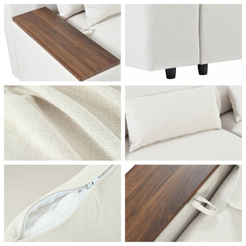Modular Sectional Sofa with Removable Back Cushions and Storage Space