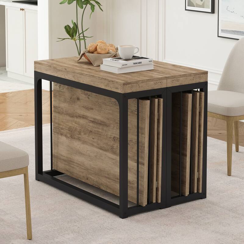 23.62" - 118" Stretching Length, Modern Extendable Dining Table,Seats 2-10 People,,Space-Saving Wood Dining Table for Kitchen