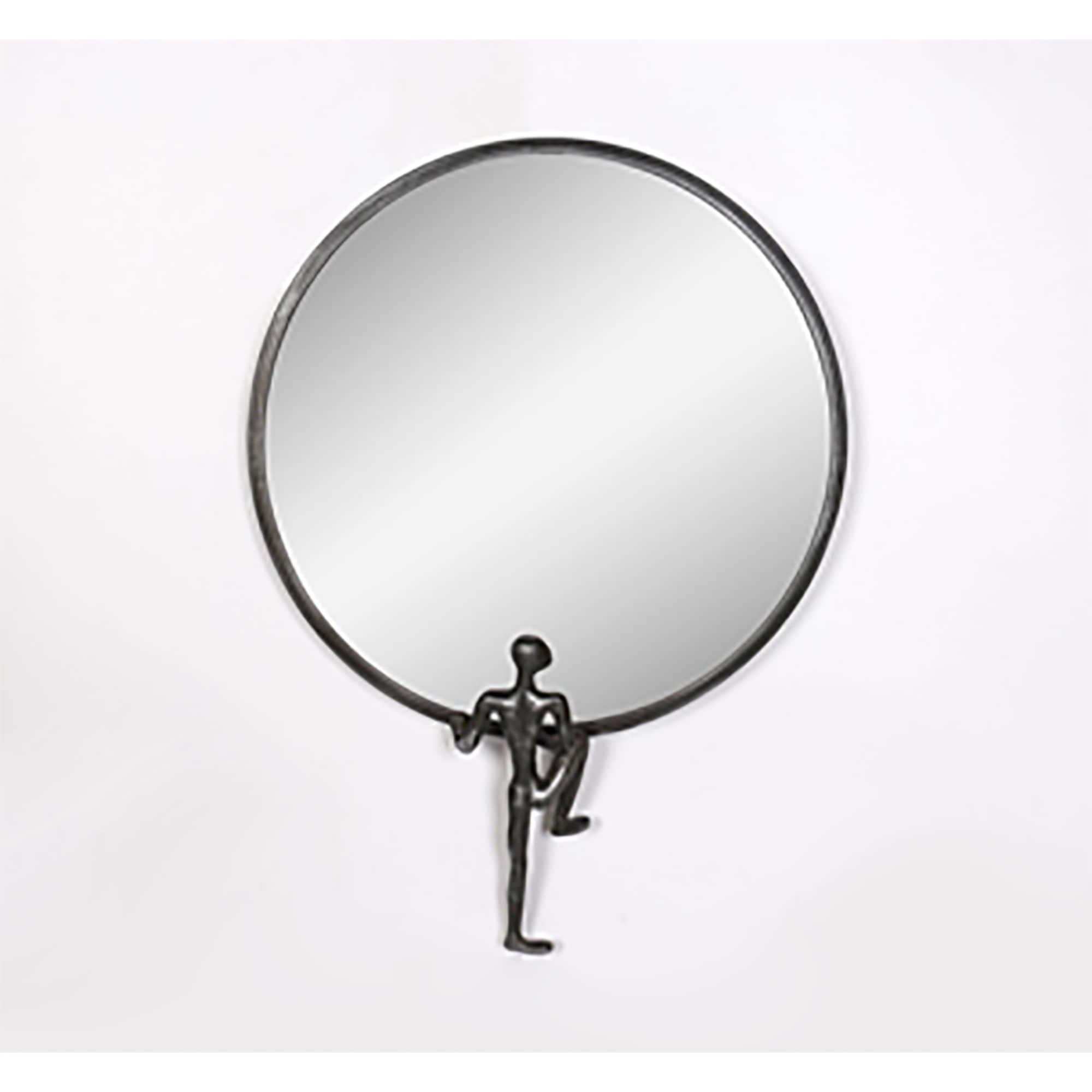 Round Metal Framed with Man Decor Wall Mirror - 24