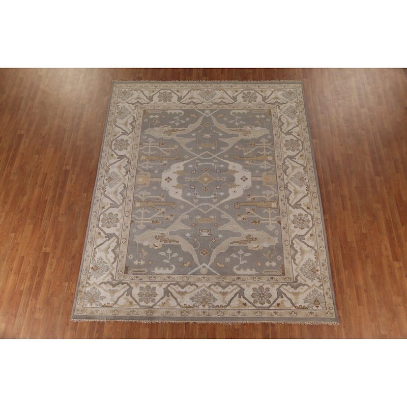 Oushak Oriental Area Rug Hand-Knotted Wool Carpet - 8'2"x 9'11"
