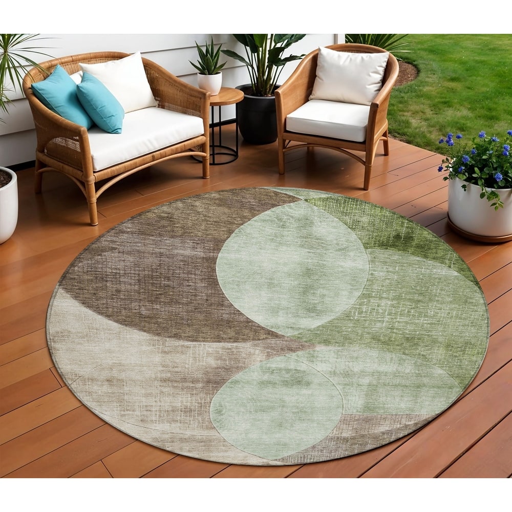 HomeRoots Geometric Transitional Rectangle Outdoor Rug