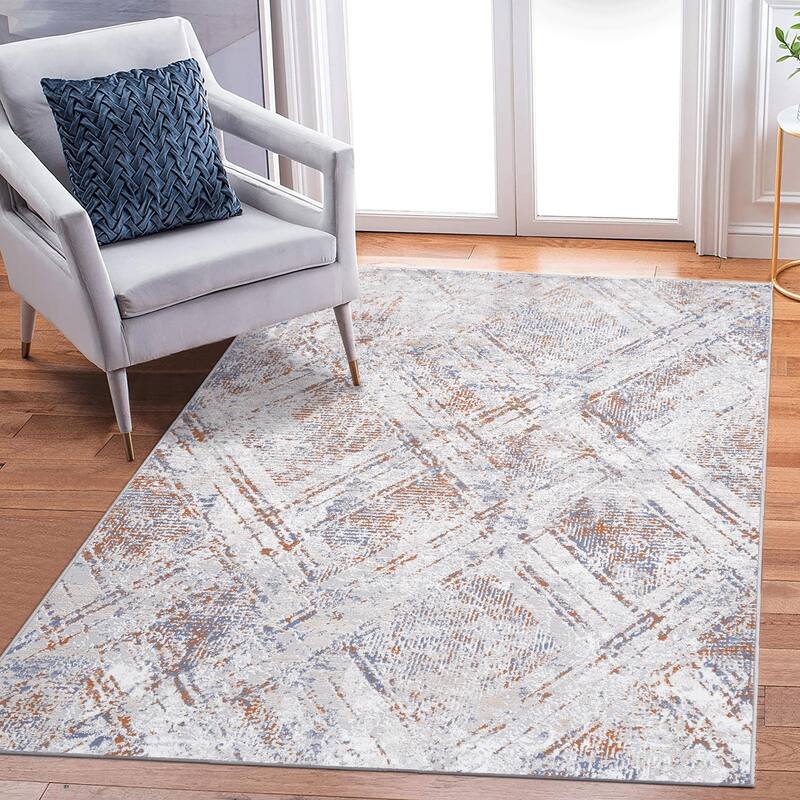 8X10 Geometric Non-Shedding Living Room Bedroom Dining Home Office Stylish and Stain Resistant Area Rug - 6' x 7' - Straw Stripe