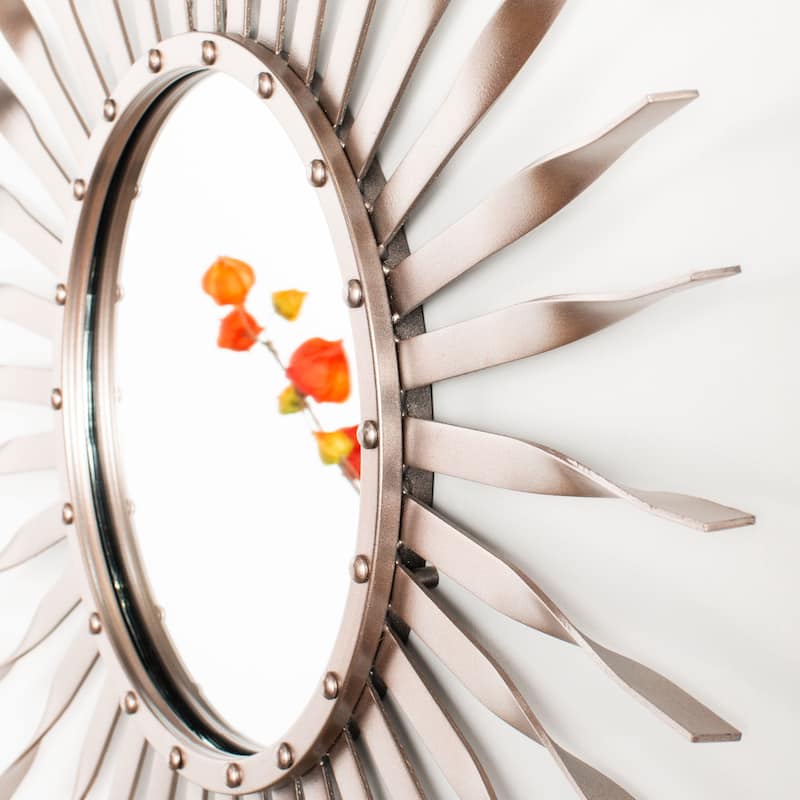 SAFAVIEH Marlene 28-inch Rose/Gold Sunburst Round Mirror - 28.3" W x 1" L x 28.3" H