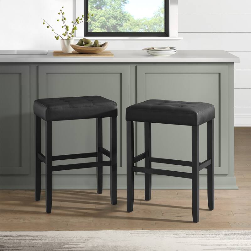 Madison Backless Bar Height Stool Black Finish with Black PU