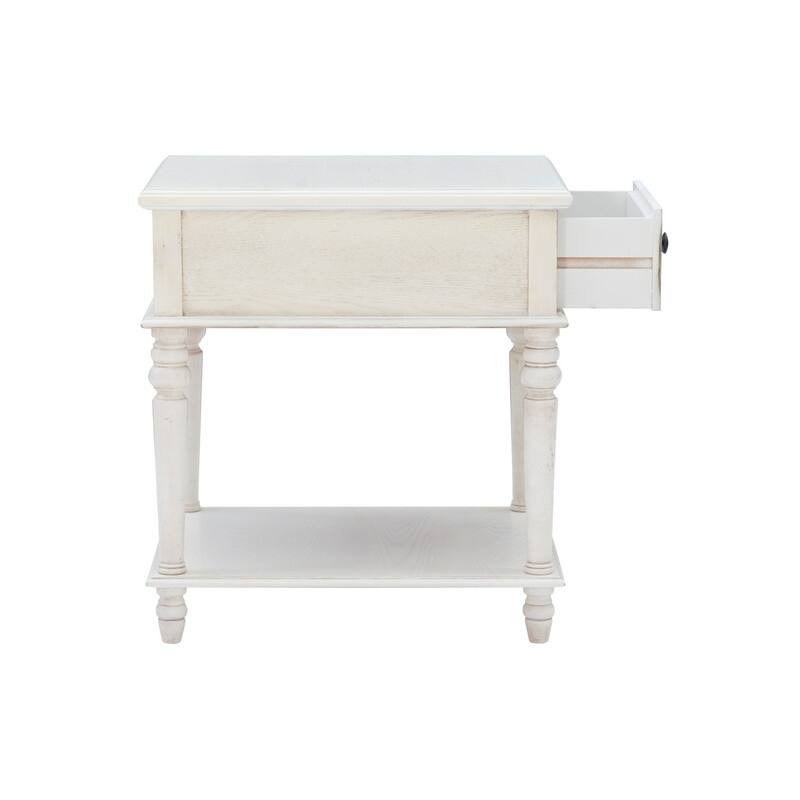 Linon Jowin Classic Wood Side Table with Storage