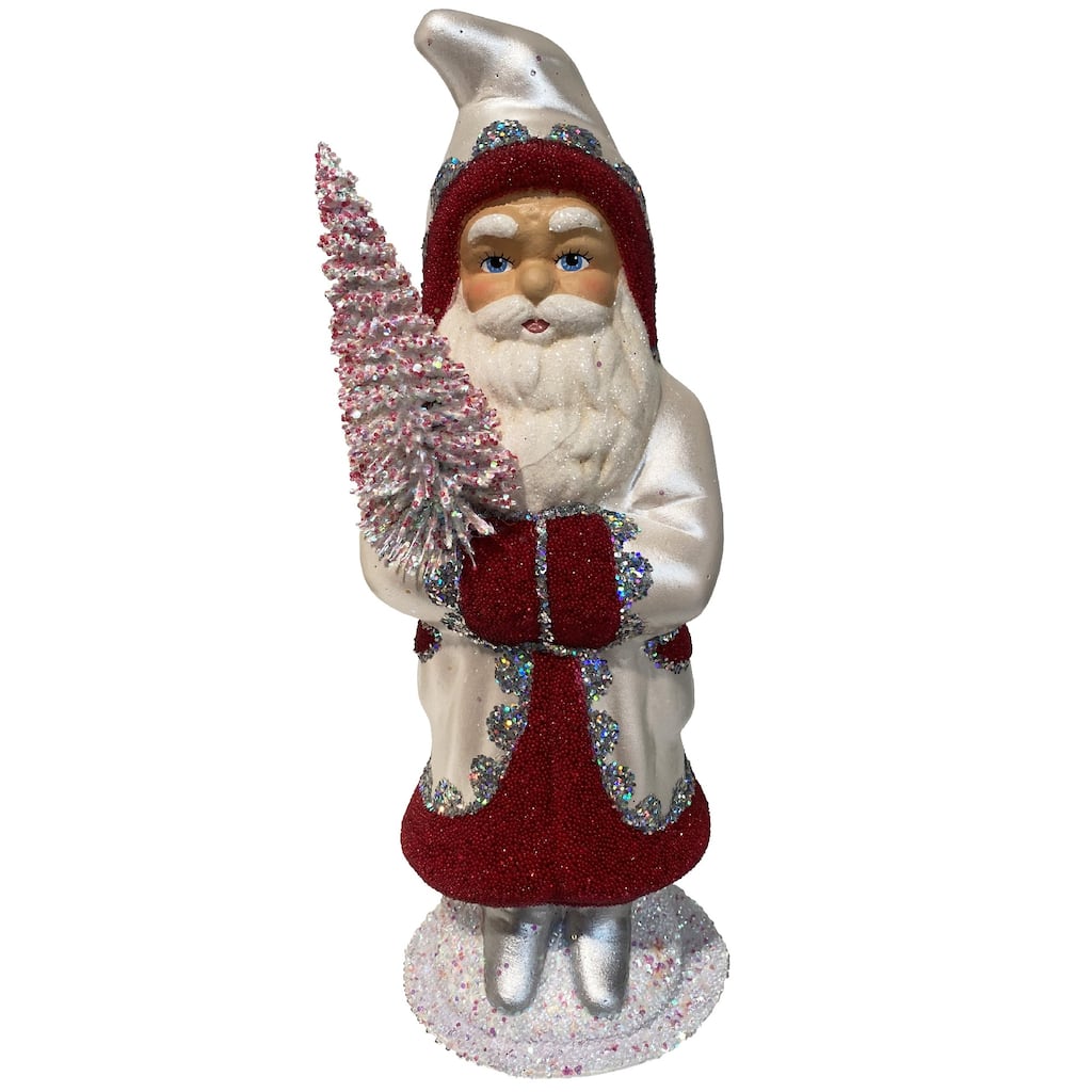 11” Paper Mache Santa in a Pearl Christmas Candy Container