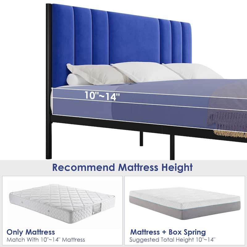 Bed Frame with Velvet Headboard