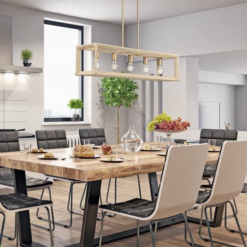 Wry Lighting Kimber 5-light Island Light in Modern Brass