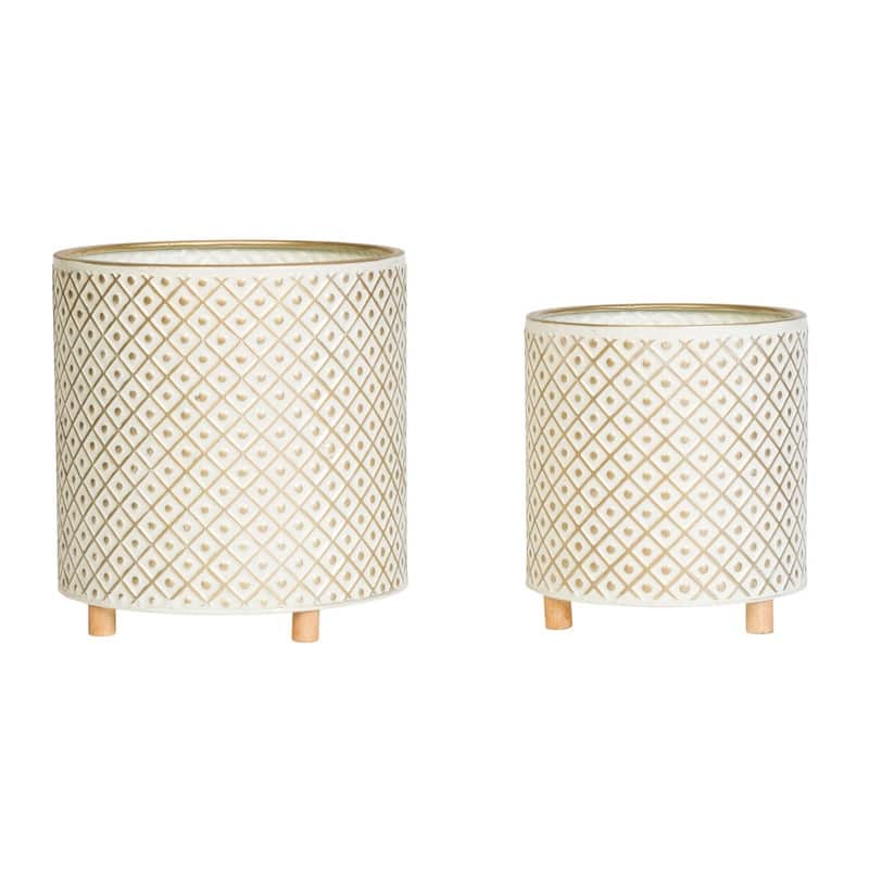 2-Piece Modern Metal Planter Pot With Peg Base