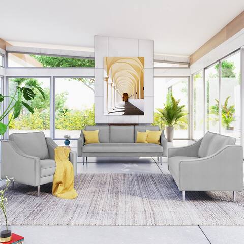Leyle 3-Piece Velvet Sofa Living Room Set