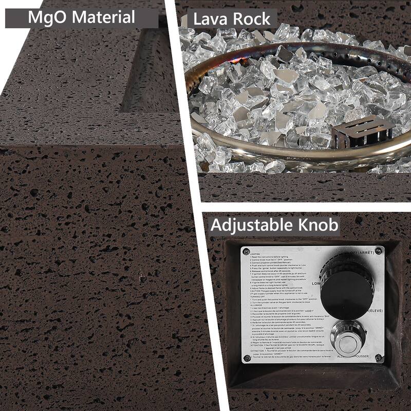 COSIEST Outdoor 35-inch Square Propane Fire Pit Table