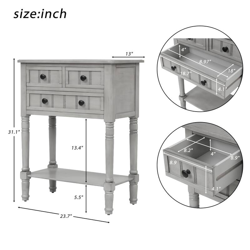Narrow Console Table, Slim Sofa Table with Drawers for Living Room