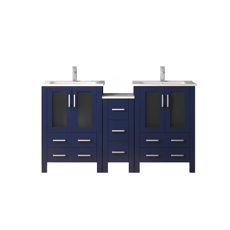 Volez Bath Vanity with Side Cabinet, Ceramic Top & Sink