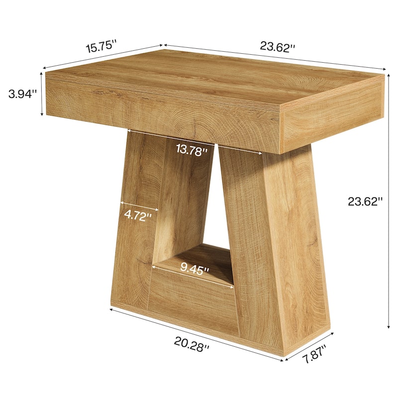 24" Modern 2-Tier Narrow End Table with Trapezoid Base
