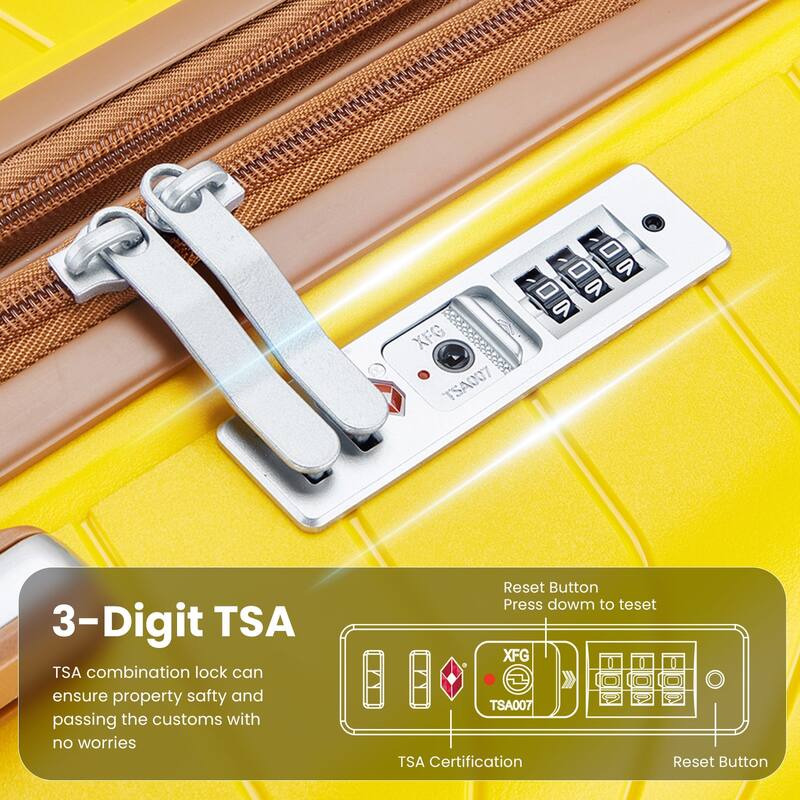 14/20/24/28 4-Piece, Modern Expandable Luggage Sets with 360 Mute Spinner Wheels and TSA Lock, for Boarding Travel, Yellow