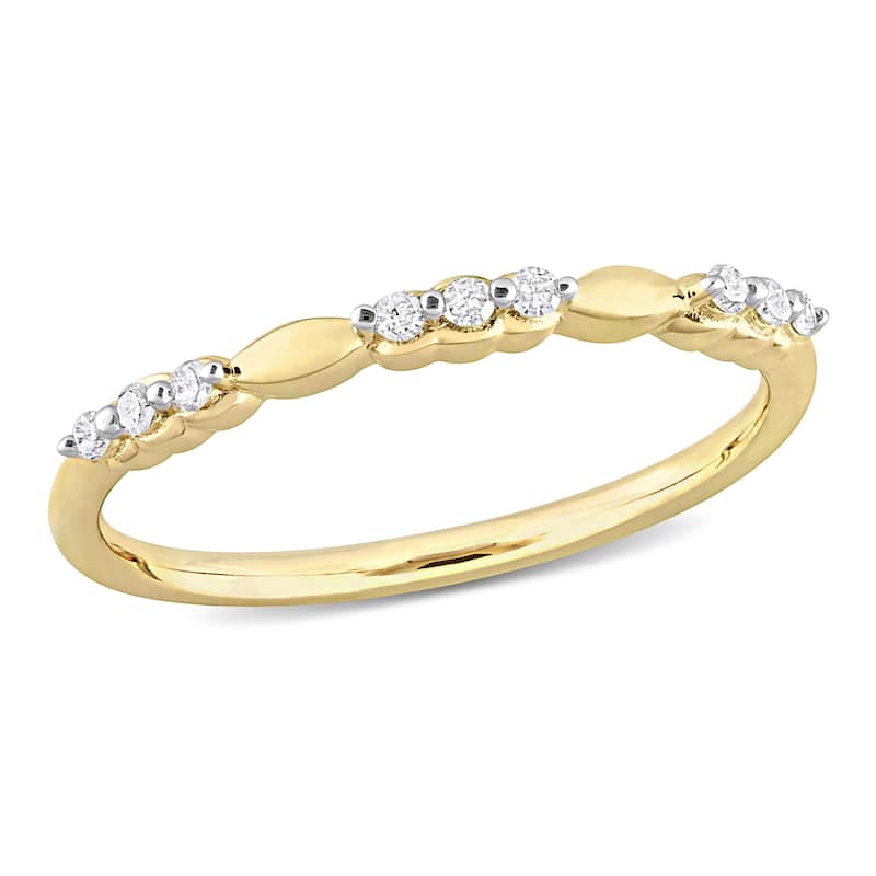 Miadora 1/10ct TDW Diamond Stacking Semi-Eternity Ring in Yellow Plated Sterling Silver