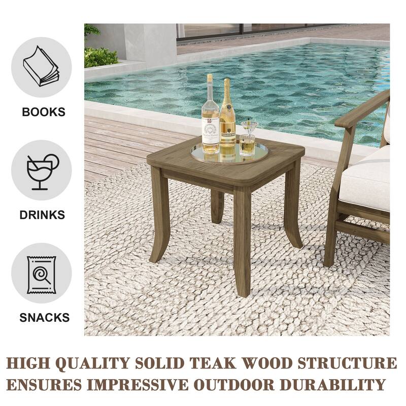 Patio Teak Wood Outdoor Square Side Table