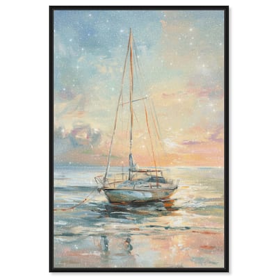 Art Remedy Boat On The Shore Framed Sailing 1 Piece Canvas Wall Art