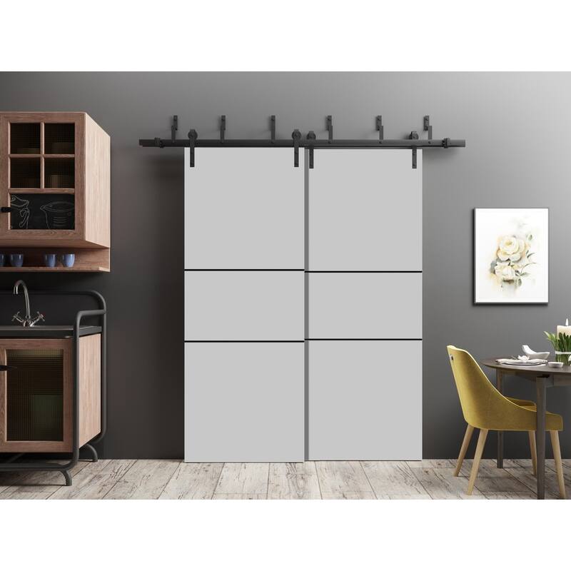 Barn Bypass Doors 72 x 80 Planum 0014 Grey Ash with Sturdy 6.6ft