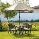 preview thumbnail 1 of 9, Kinger Home Harmon 5-Piece Cast Aluminum Outdoor Dining with Cushions - 41-Inch Brown