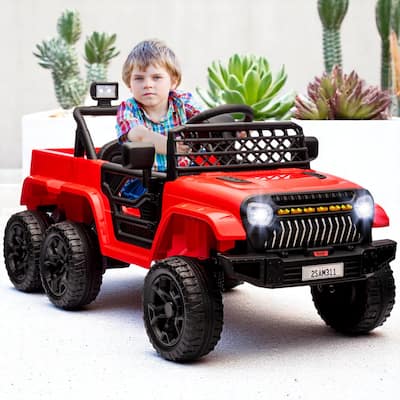 12V Kids Ride-On Car with Remote Control, Ride on Truck with Back Trailer, Spring Suspension, & Seatbelt - Electric Vehicle