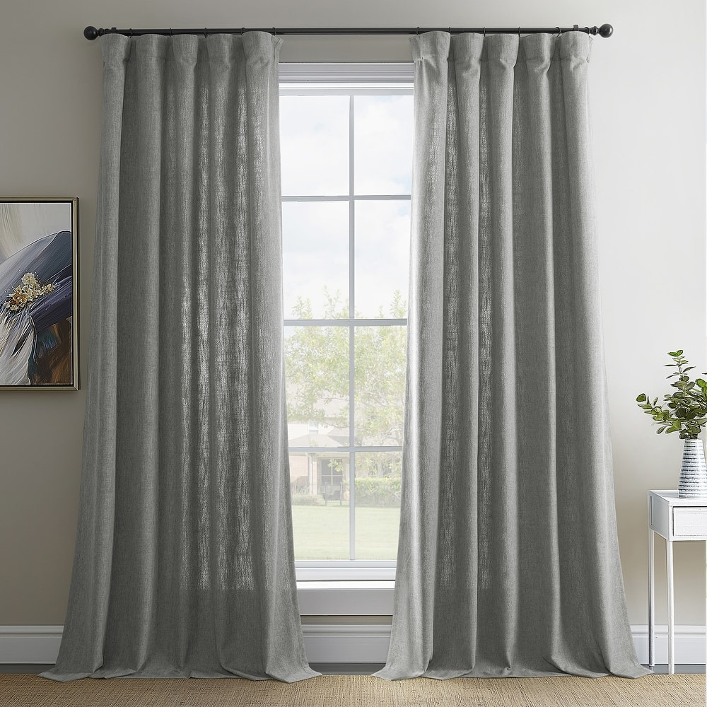Exclusive Fabrics Basic Faux Linen Curtain Pair - 2 Panels - Light Filtering Window Curtains