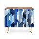 preview thumbnail 4 of 12, Carson Carrington Hjaelmared Modern/Contemporary Blue Credenza Gold Legs - Walnut Finish - Veneer/Wood