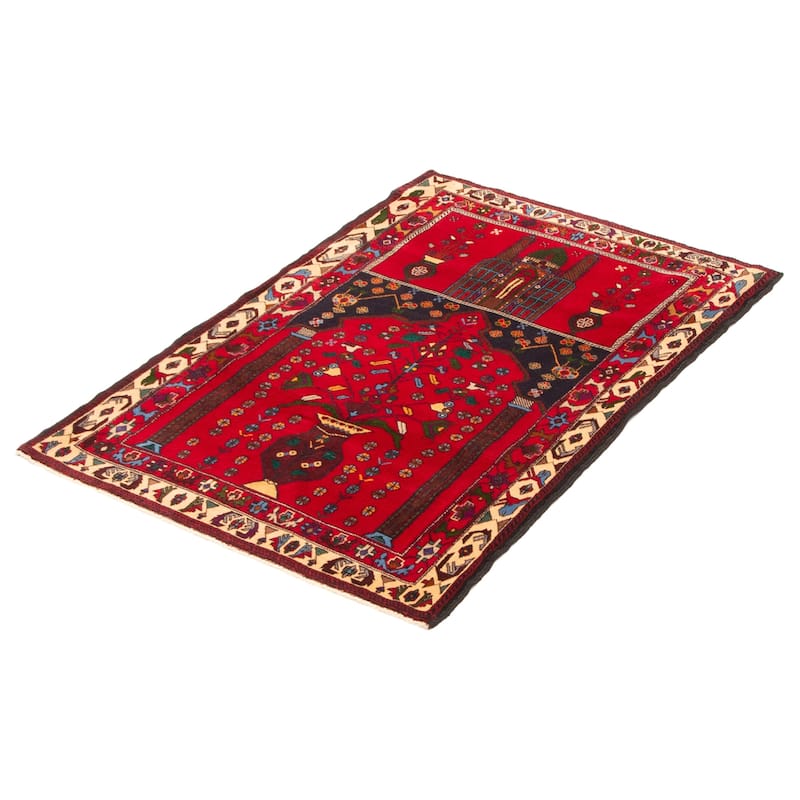 Teimani Red Rug 3'4" x 5'1" - 3'4 x 5'1