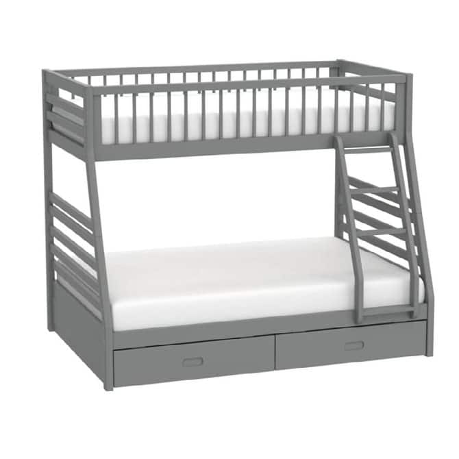 Twin over Full Solid Wood Bunk Bed with Ladder