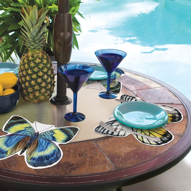 CounterArt Butterfly Shaped Reversible Easy Care Set of Two Placemats, Made in The USA