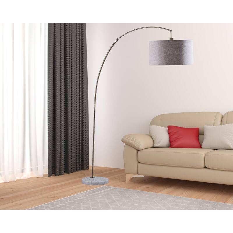 86"Arched Floor Lamp with Gray Drum Shade - 86" H x 16" W x 52.5" D