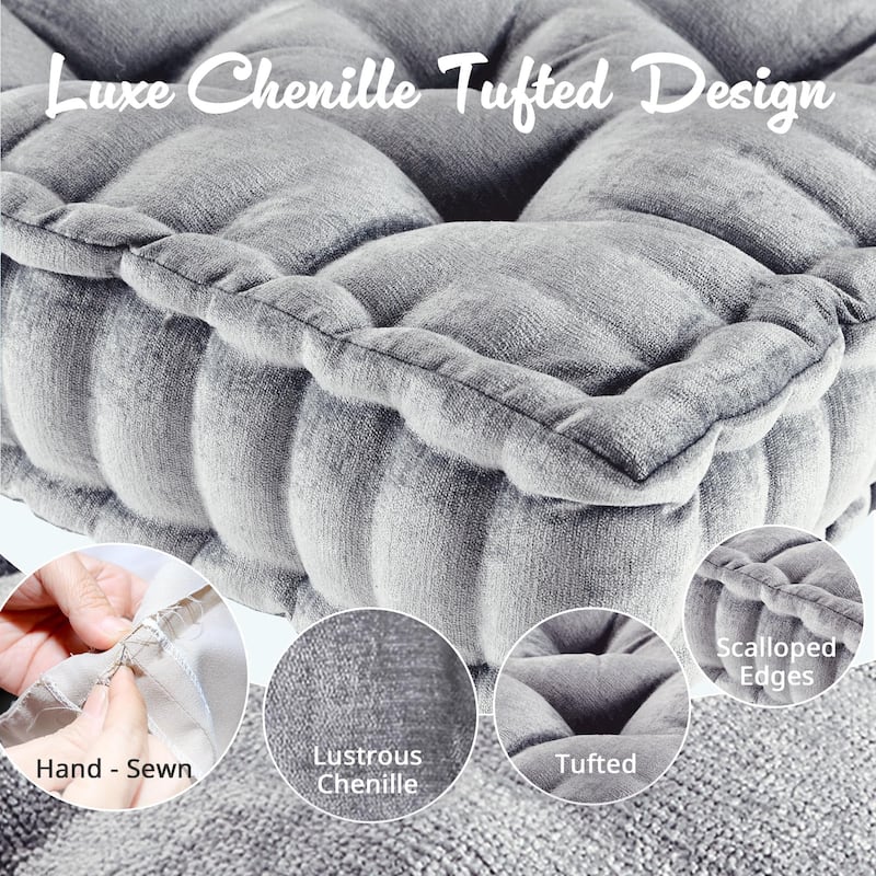 Intelligent Designs Charvi Poly Chenille Square Floor Pillow Cushion