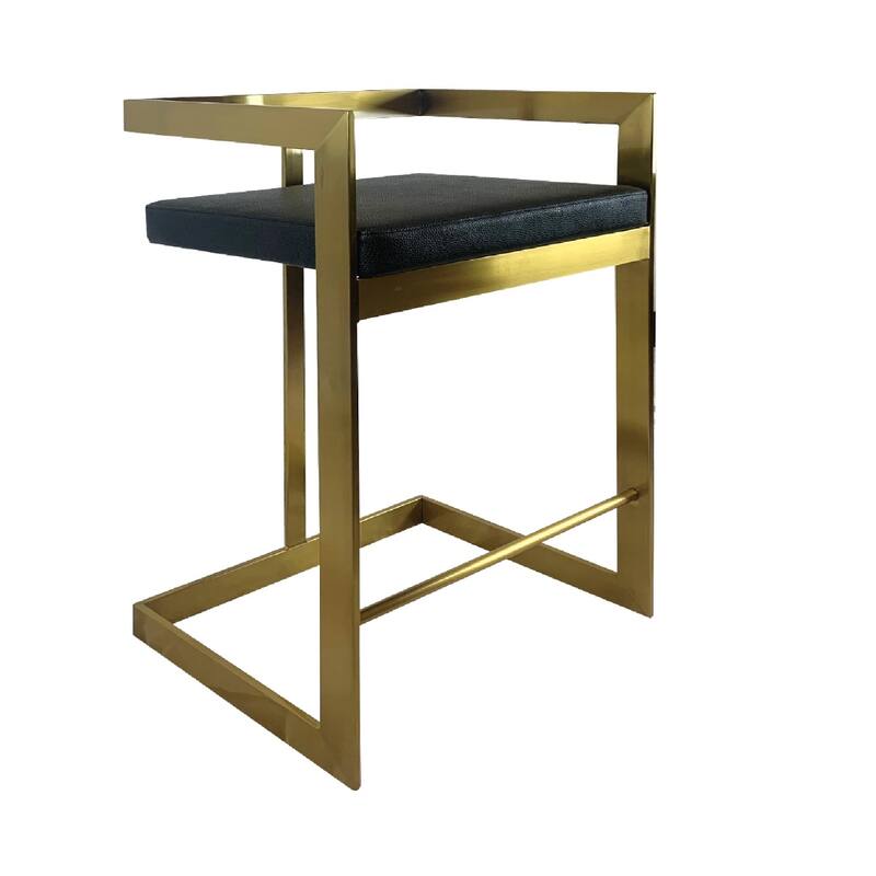 26" Faux Leather and Metal Low Back Counter Height Bar Chair - 19" x 16" x 32"