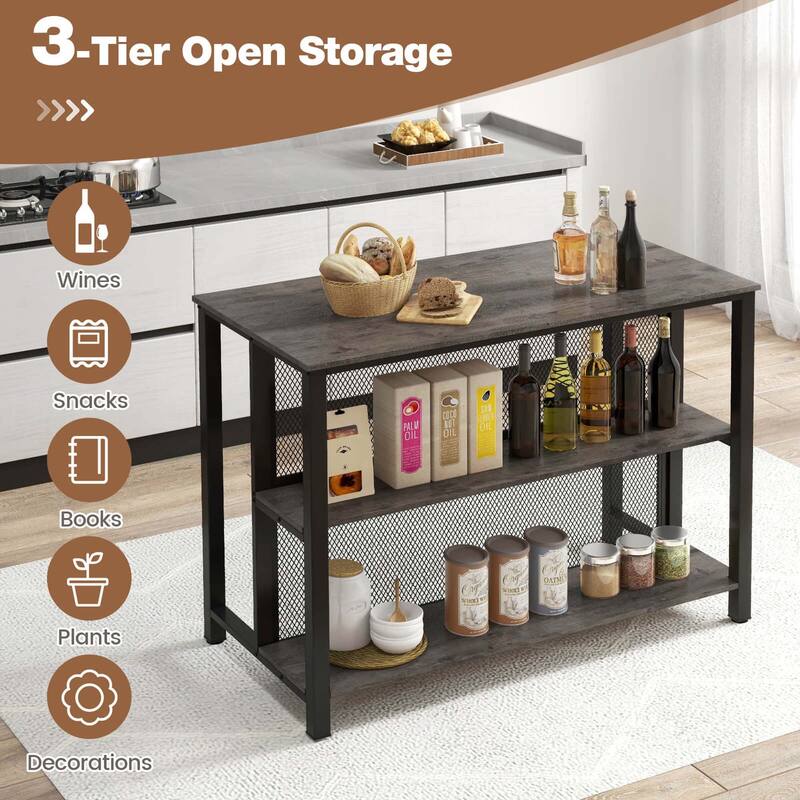 Costway 36" Tall 3-Tier Bar Table with Storage Metal Frame Adjustable - See Details