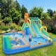 preview thumbnail 3 of 7, Oxford Cloth Inflatable Castle Bounce House In Blue And Yellow With Double Slides, Climbing Wall And Water Pool - N/A