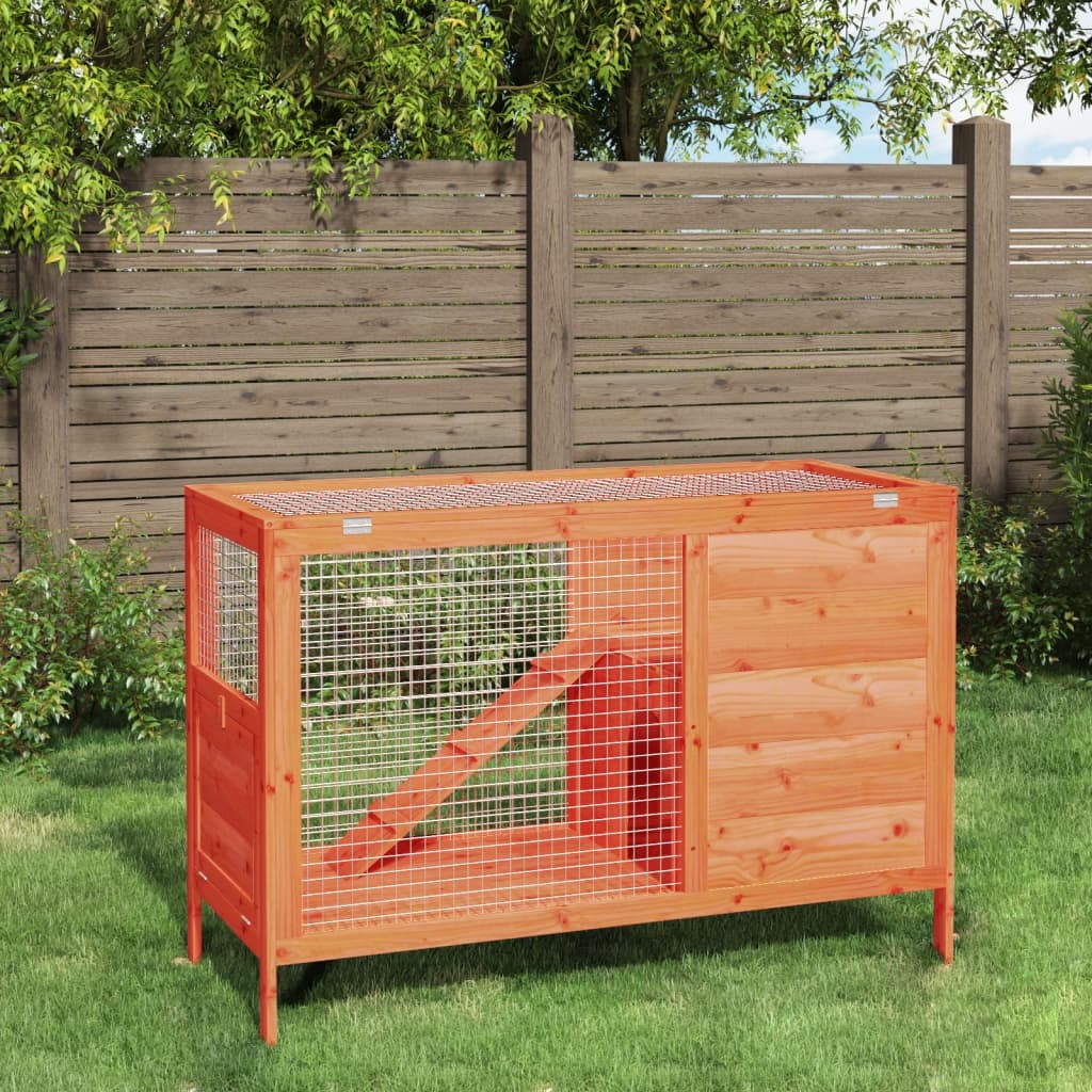 vidaXL Rabbit Hutch Brown 40.6"x17.3"x27.4" Solid Wood Pine - 40.6" x 17.3" x 27.4"