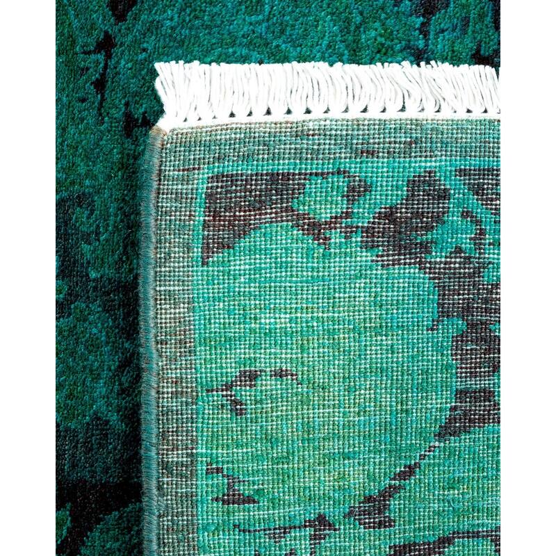 Overton Hand Knotted Wool Vintage Inspired Modern Contemporary Overdyed Blue Area Rug - 2' 8" x 5' 9"