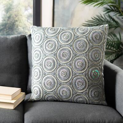 The Curated Nomad Miraloma Beaded Square Decorative Pillow