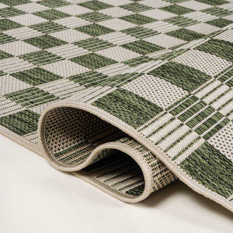 JONATHAN Y Maribel Traditional Cottage Checkerboard Green/Cream Indoor/Outdoor Area Rug