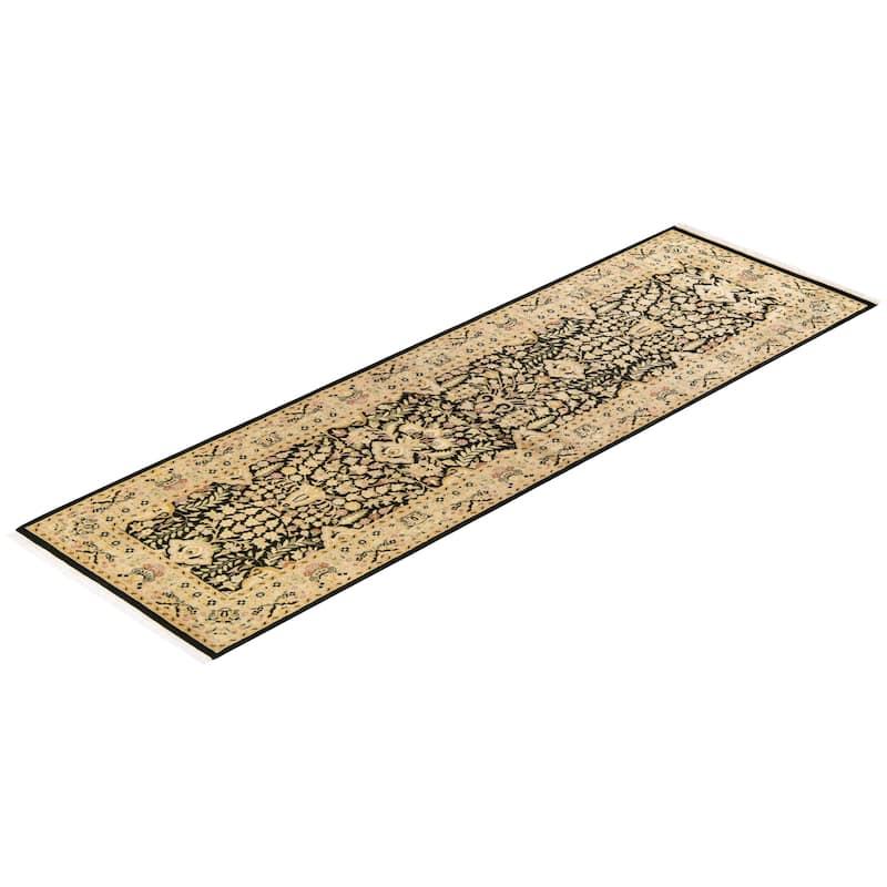 Overton Handknotted Wool Traditional Oriental Black Runner