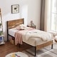 preview thumbnail 2 of 23, VECELO Twin Size Kids Bed Industrial Platform Bed Frame with Wood Headboard,Twin Size Bed Set of 2