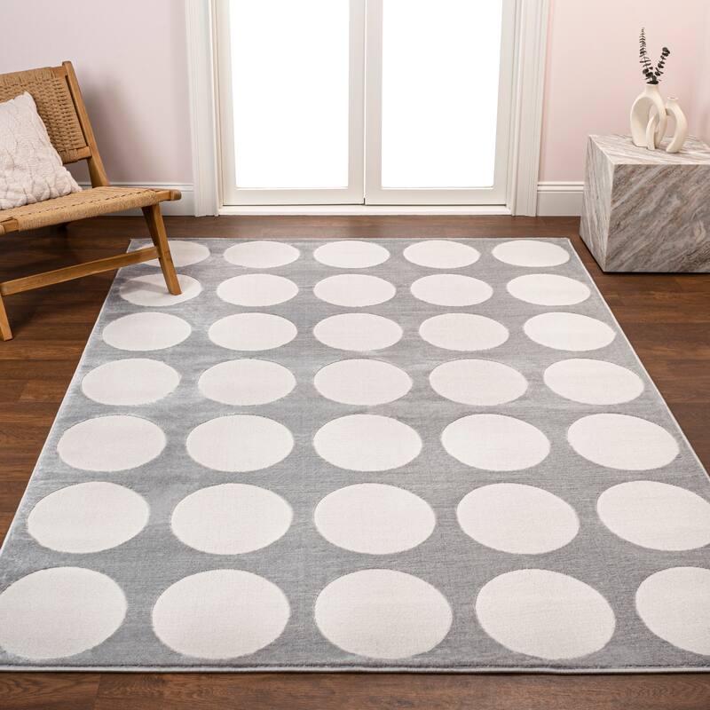 JONATHAN Y Damon Modern Geometric Circle Dot High-Low Area Rug